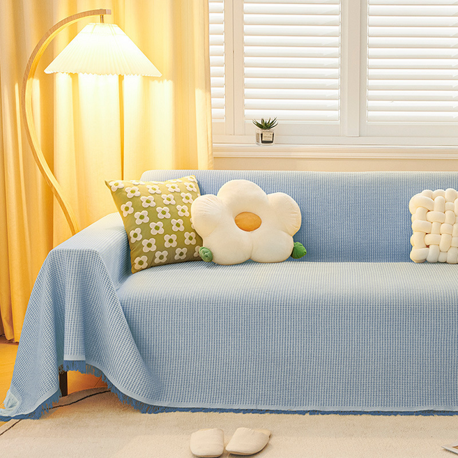 테이아 프렌치풍 타월감성 소파커버, 블루, 1개