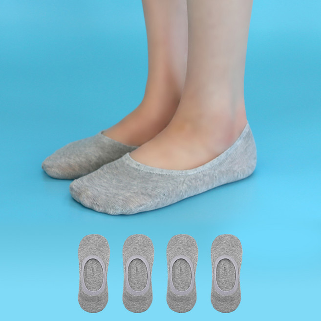 이지레그 여성용 벗겨지지 않는 무지 페이크삭스 양말 4켤레 세트