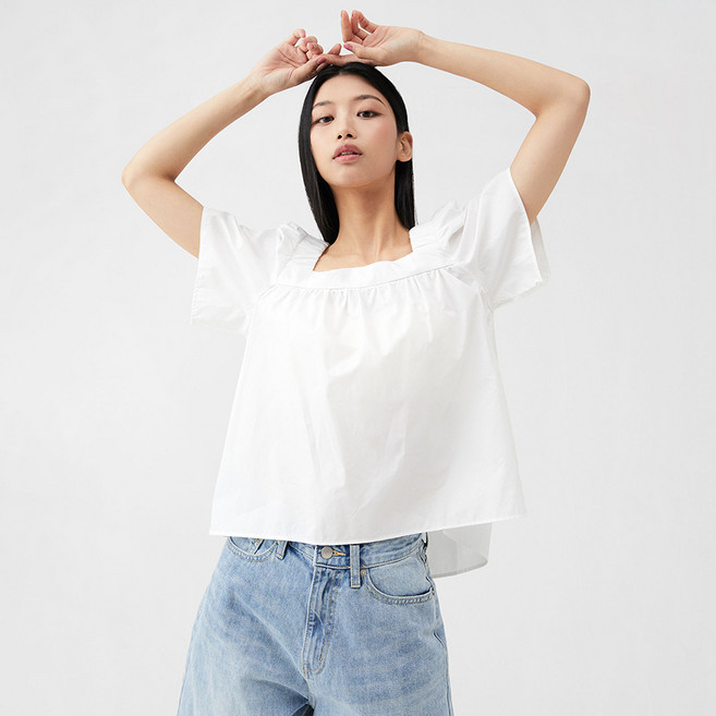 미쏘 스퀘어넥 밴딩 블라우스