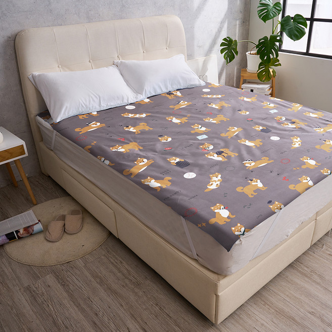 J-bedtime 床寢時光 專業防護100%防水平單式保潔墊 YY6838M 2件, 狗狗好夥伴 灰色