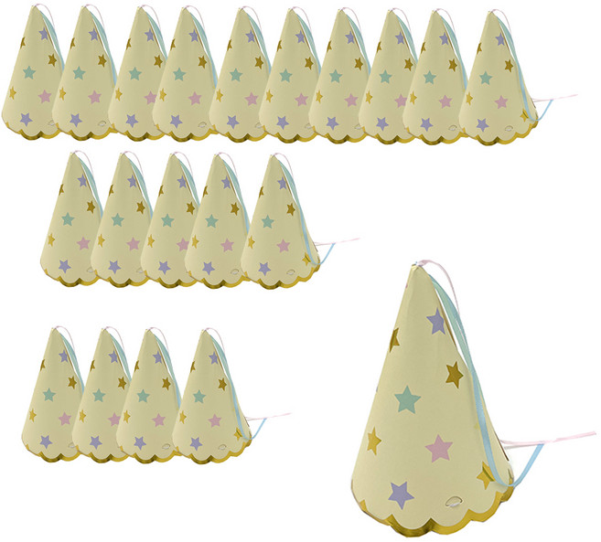 파티쇼 마카롱 파티 고깔 모자 소형, 옐로우, 20개