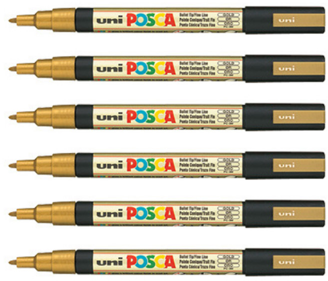 포스카 컬러마커 PC-3M GOLD, 6개, 1색