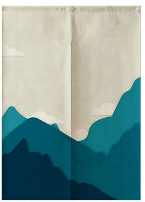 빈테리어 산이 담긴 파티션커튼 양문형