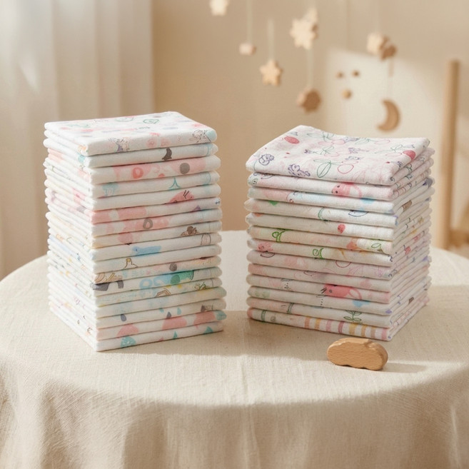 HARAROI 高級滿月紗布手帕 大型4款 + 印花26入組