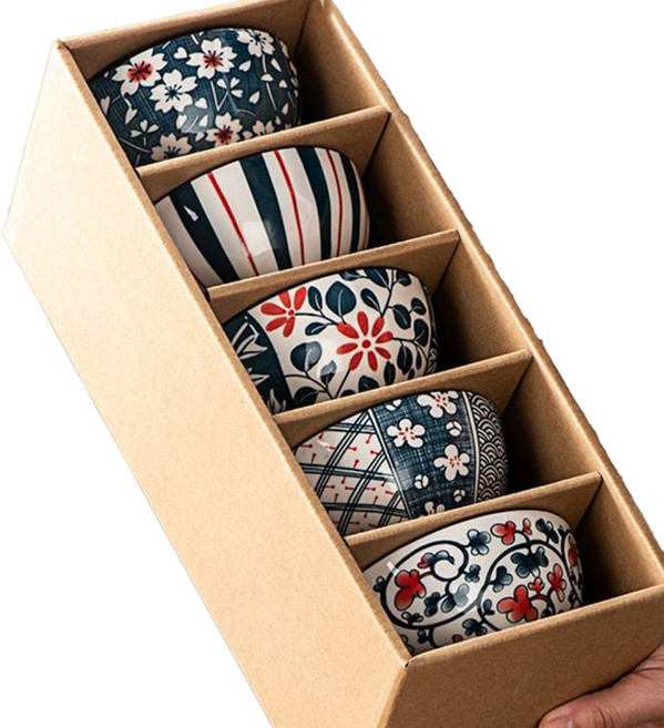 Bruni 日常餐具碗 5件組, 1組, 白色 + 藍色 + 紅色