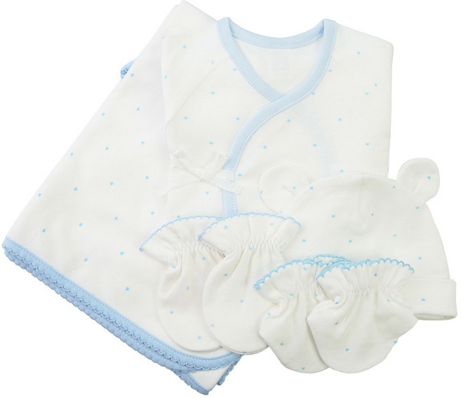 베이비베어 유아용 하트 배냇저고리 + 손싸개 + 발싸개 + 속싸개 + 신생아모자 5종 세트