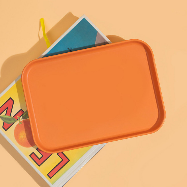 제로웨이스트 파스텔 트레이 카페 사각 쟁반, 오렌지, 1개