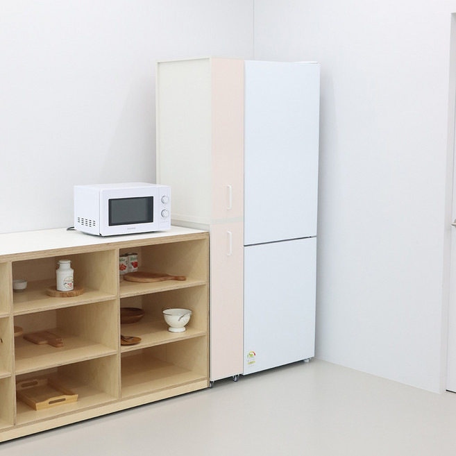 퍼티크 무드핏 슬라이딩 2단 냉장고 틈새수납장, 소프트핑크