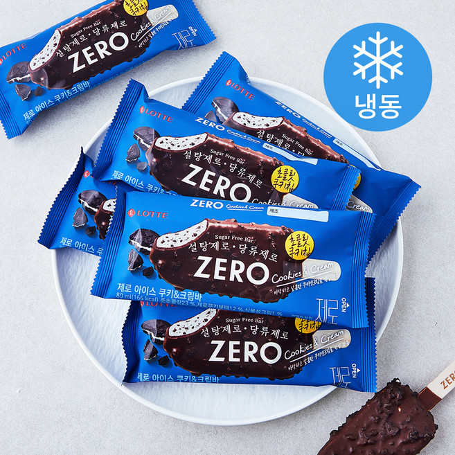 롯데제로 아이스 쿠키 & 크림바 (냉동), 80ml, 6개입, 1박스