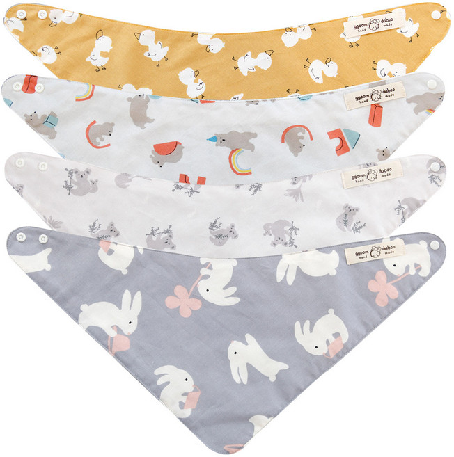 꿈꾸는두부 삼각 스카프빕 동물농장 4종세트 면안감