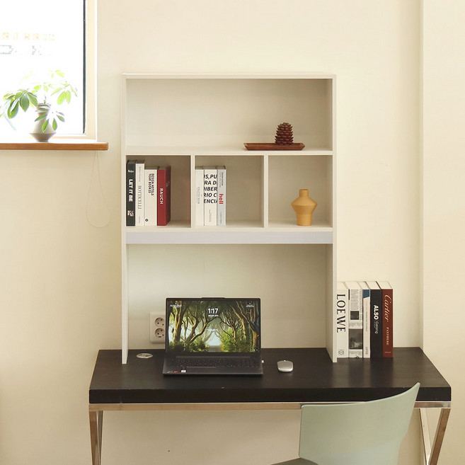 포메리트 데스크업 멀티 상부 책장, 크림화이트, 2단