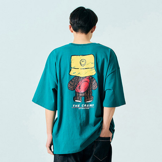 크램프 빅사이즈클럽 남성용 통기성 16수 바이오모자곰 반팔티