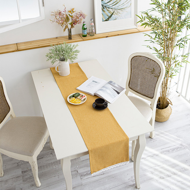 까사엘 포레스트 테이블 러너, 머스타드, 1개, 4인(180 x 32 cm)