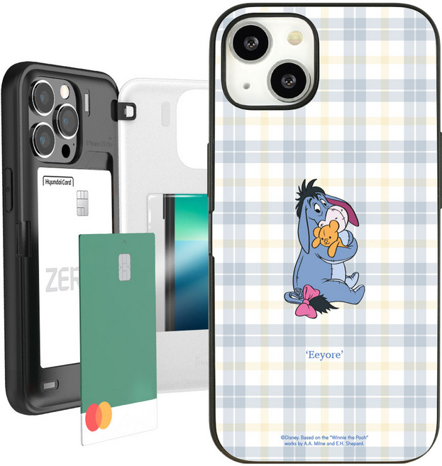 디즈니 위니 더 푸 마이 버디 체크 마그네틱 카드포켓 휴대폰 케이스
