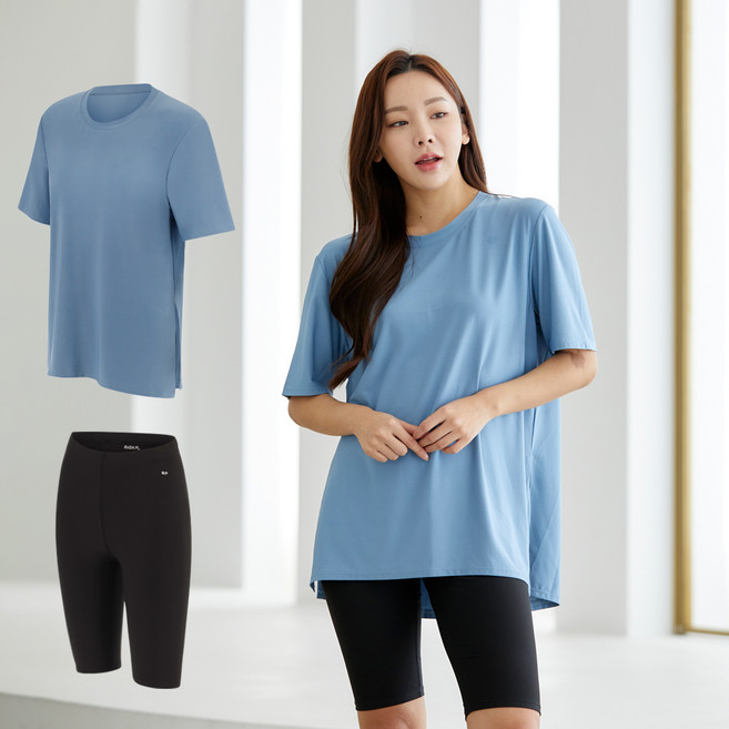 래시플 여성용 멀티플 반팔 래쉬가드 상하 2종 세트