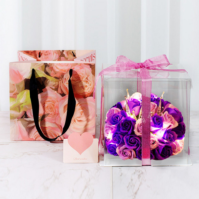 아르띠콜로 프리미엄 플라워 왕관 led 케이크, 퍼플, 1개