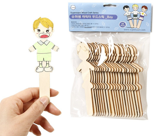 슈퍼쌤에듀 캐릭터 우드스틱 Boy 20p, 1개