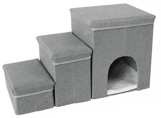 寵物夢工廠 三層收納樓梯窩, 1個, 灰色