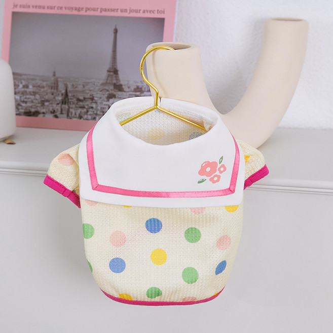 파스텔펫 반려동물 도트 빅카라 티셔츠, 옐로우, 1개