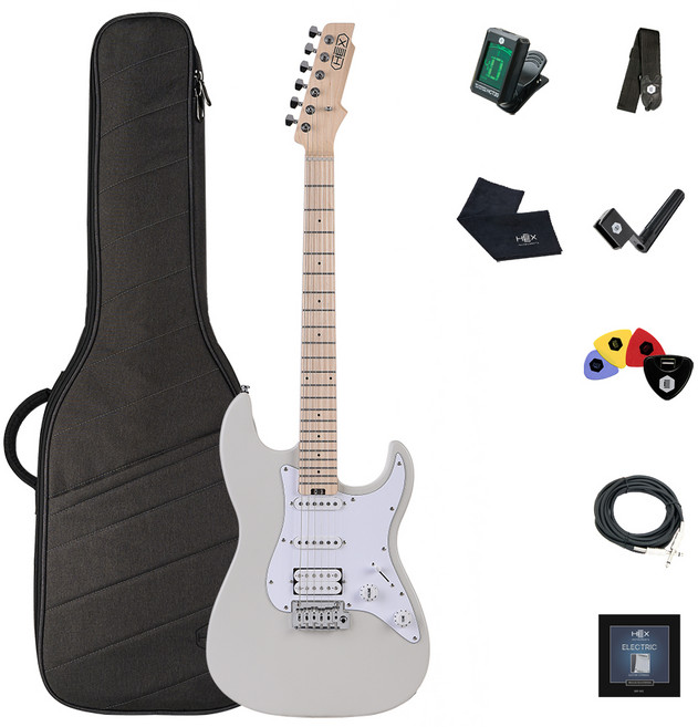 헥스 입문용 일렉기타, E100 PLUS, 파스텔 그레이, 1개