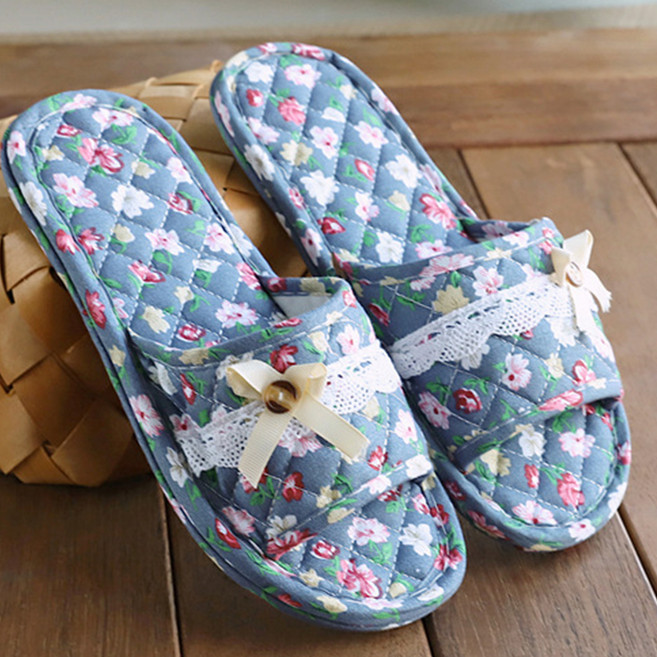 아리코 여성용 더블쿠션 퀼트면 거실화, 네이비, 1개