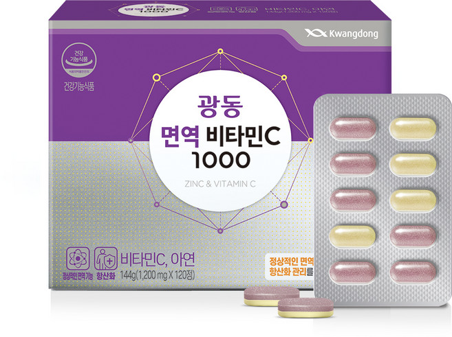 Kwangdong 維生素C 1000錠 144g, 120顆, 1盒