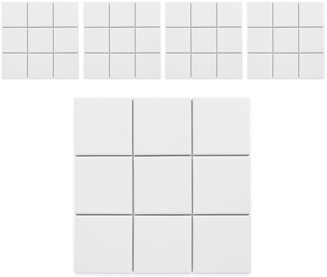 모네스페스 자기질 모자이크타일 100mm, 화이트 무광, 5개