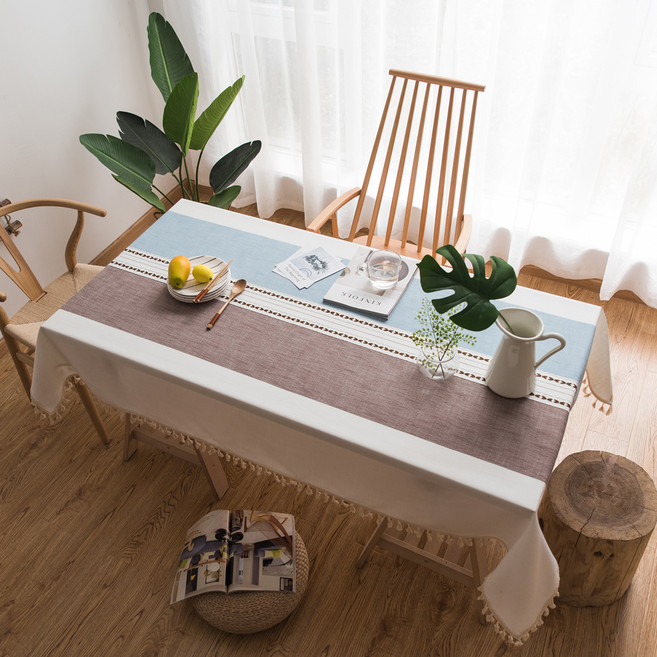제이토리 린넨 방수 테이블보, 투톤퍼플블루, 6인용(220 x 140 cm), 1개
