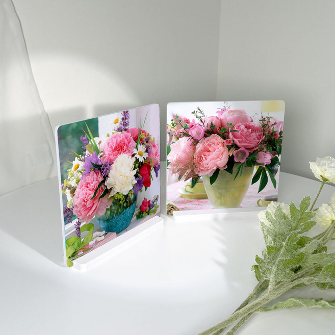 꾸밈 금전 운의모란꽃 화분 스탠드액자 2종 세트 ia977, 1개