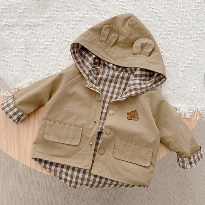 JOYMULTI MK 幼兒雙面小熊格紋夾克