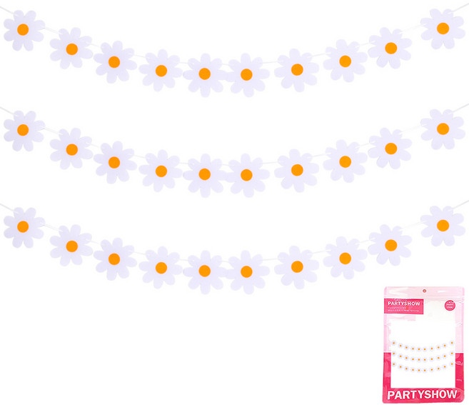 파티쇼 데이지 플라워 파티 가랜드, 뷰티 화이트, 3개