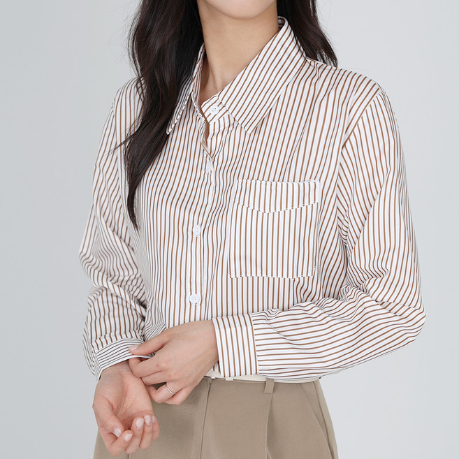 모이르벨라 여성용 챔버 스트라이프 셔츠 T24FW2-A0621