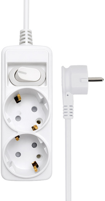 에코파워탭 안전 스위치 납작 멀티탭 2구, 화이트, 1개, 1.5m