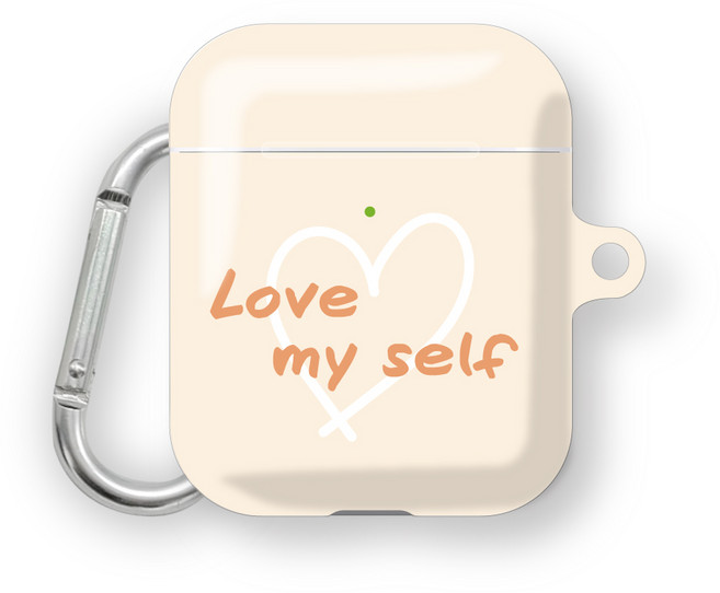 프루그나 LOVE MY SELF 에어팟 하드케이스 + 카라비너, 오렌지, 1개