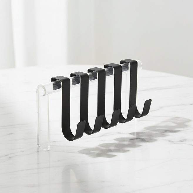 마켓피아 다용도 심플 서랍 문걸이 후크, 블랙, 5개