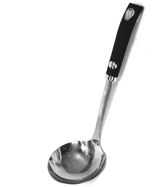 KITCHEN FLOWER 湯勺 大 不鏽鋼 ABS塑膠 耐熱230°C, 1支, 黑色