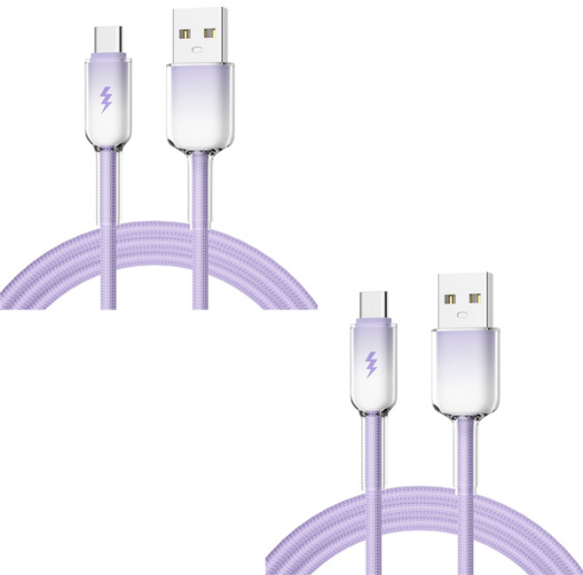 케이스틱 그라데이션 60w 고속충전 A타입-C타입 케이블, 퍼플, 2개, 2m