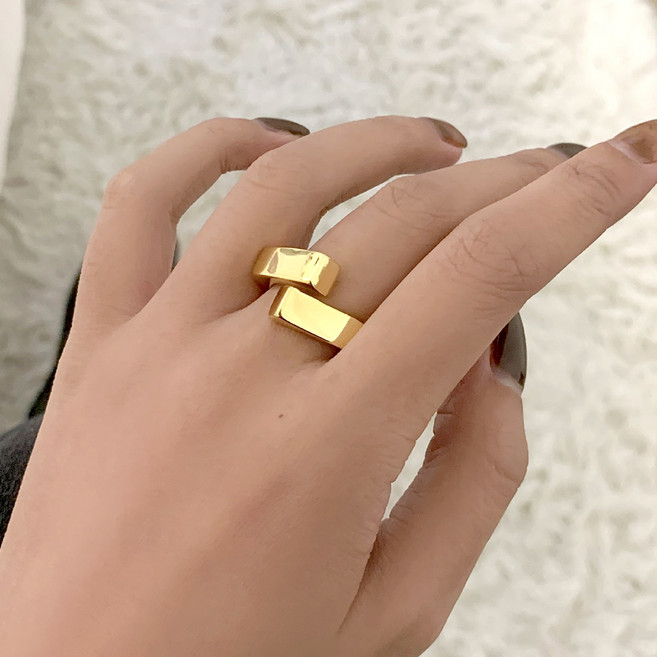 젤루나 여성용 두꺼운 볼드 각진 더블 스퀘어 오픈링 B-146