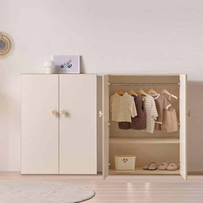 아동용 아이든 속깊은 행거형 옷장 800 원목발 미포함 고객직접설치, 내추럴콤비