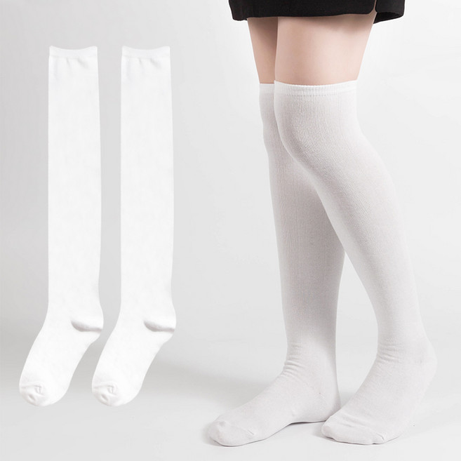 시너싹스 여성용 클래식 무지 니하이 삭스 2켤레