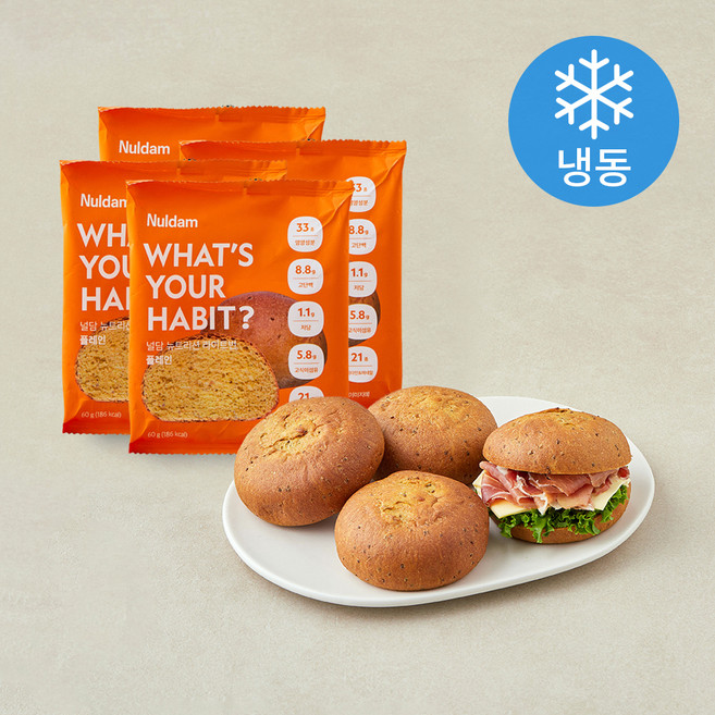 널담 뉴트리션 라이트번 플레인 (냉동), 60g, 4개, 1개입