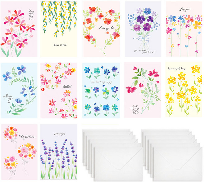 Maumdama Bloom 花卉明信片, 12入, 多色