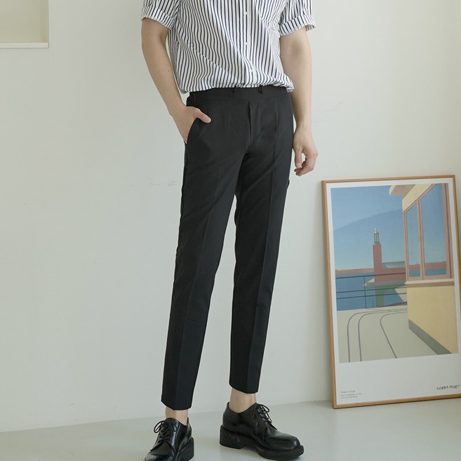 타운클로 남성용 냉감 통기성 밴딩9부 여름 쿨링 슬랙스