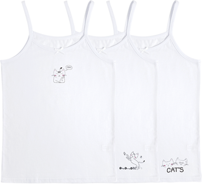 딩동댕키즈 여아용 고급 순면 끈런닝 3p