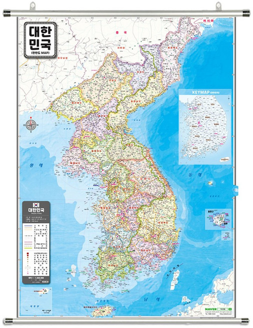 지도닷컴 대한민국 지도 족자 78 x 110 cm + 세계지도, 1세트