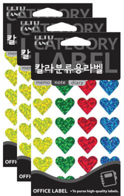 쁘띠팬시 칼라분류용 라벨스티커 HR342A, 7개입, 3개