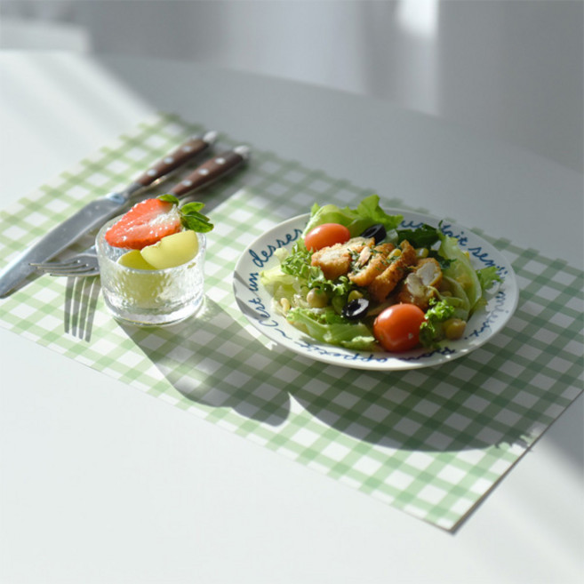 모노라이크 베이직 체크 테이블 매트, 02 그린, 368 x 246 mm, 24개