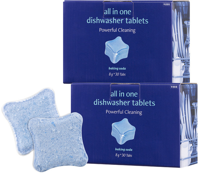 아브카 올인원 식기세척기 세제 베이킹소다 타블렛 30개입, 240g, 2개