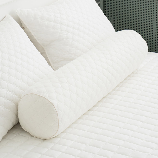 아이닉스 순면100 롱 원형 누빔 바디필로우커버 솜포함, 아이보리