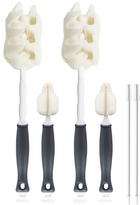 하이비 프리미엄 일자솔 2p + 미니솔 2p + 빨대솔 2p, 1세트, 그레이(세척솔) ,랜덤발송(빨대솔)